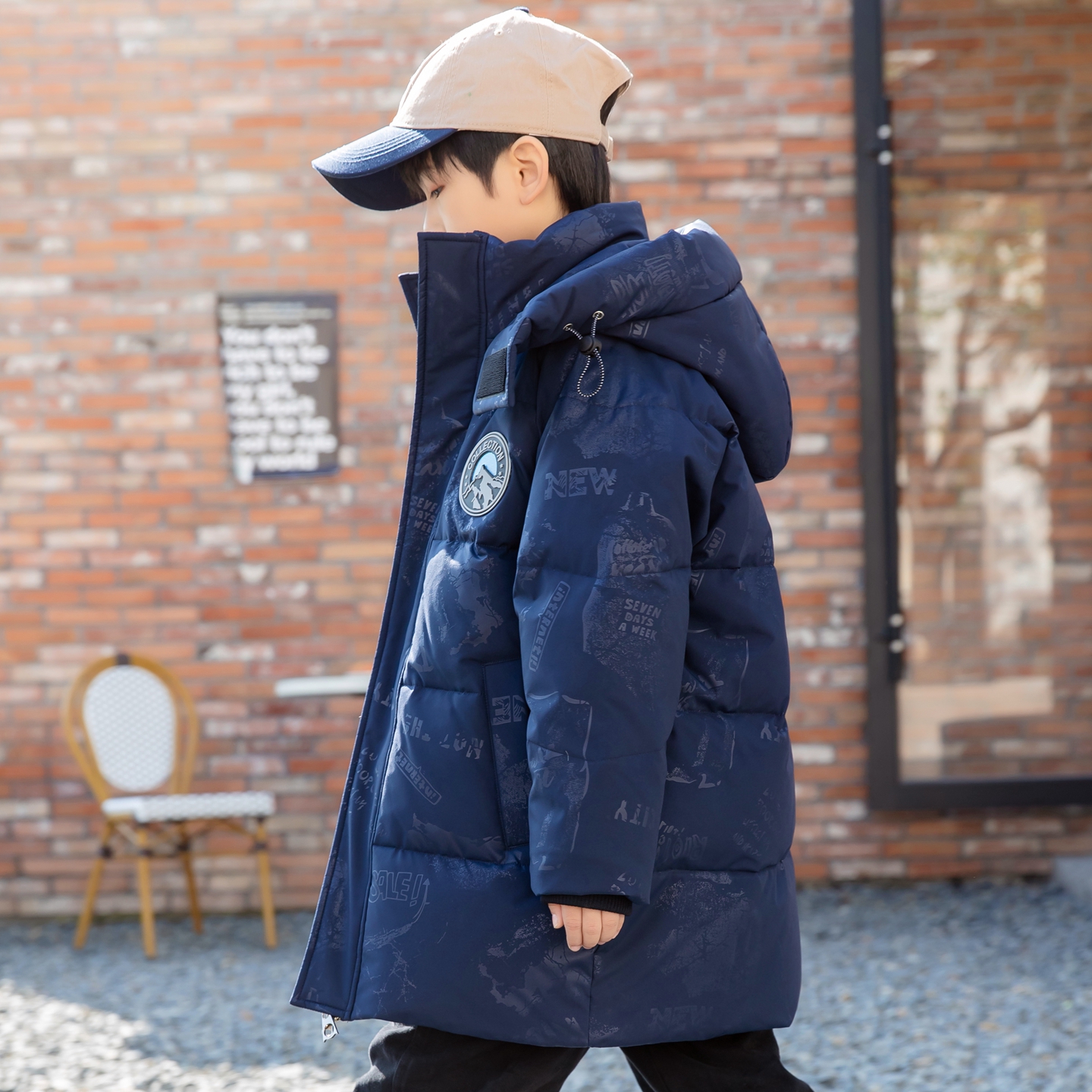 童小鸭品牌儿童羽绒服2025新款中大男童长款冬季加厚迷彩童装外套