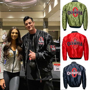 olympia奥赛飞行员运动夹克立领休闲机车棉服刺绣宽松保暖外套潮