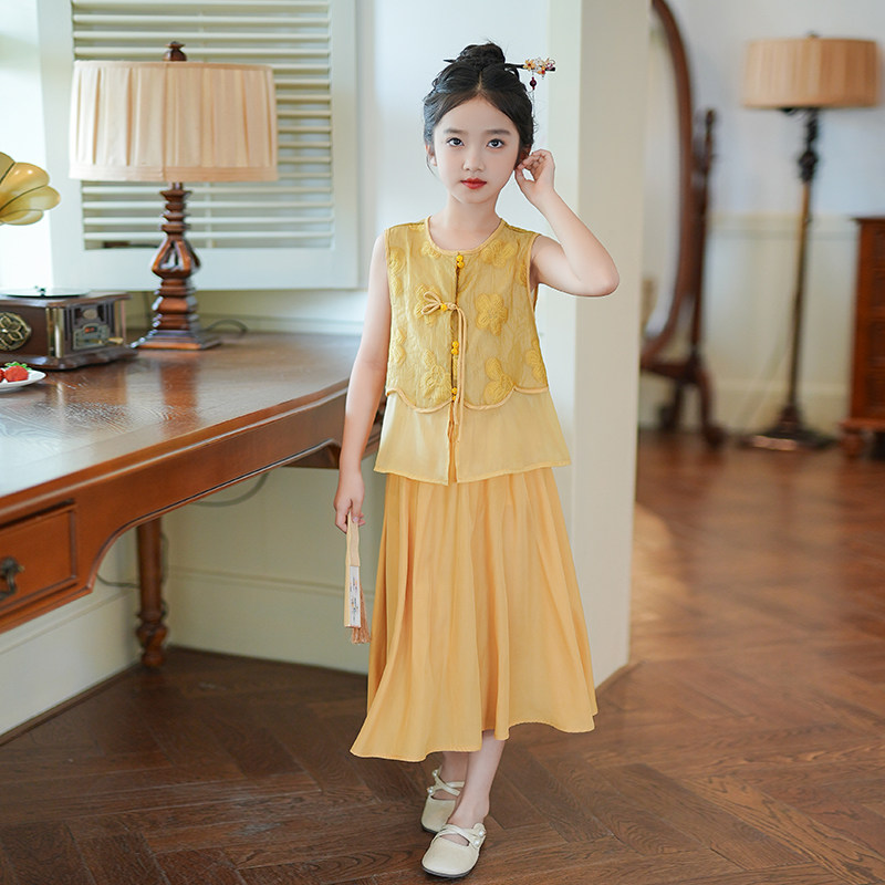 80717女童夏装新中式汉服2026夏季新款中大童改良国风唐装两件套图片