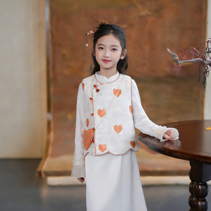 54048女童唐装马甲珠片刺绣年服背心2026新款汉服新中式儿童马夹,童装/婴儿装/亲子装,汉服,淘宝优惠券,粉丝福利购,淘宝优惠卷