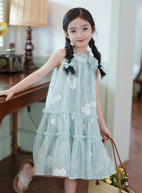 清仓--80213女童连衣裙夏季2026新款A字裙气质中长款童装背心裙