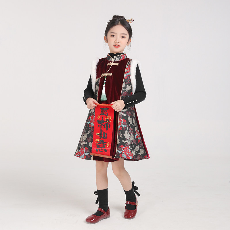 女孩古风唐装拜年服裙子2025春季新款女童新中式汉服连衣裙过年服,童装/婴儿装/亲子装,汉服,淘宝优惠券,粉丝福利购,淘宝优惠卷