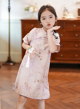 223055-1新中式国风旗袍裙2025夏季中大童高级感汉服古风儿童裙子