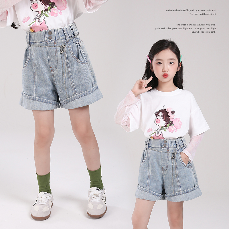 清仓--0769N002女童洋气牛仔短裤2025夏季新款儿童休闲软牛仔裤子