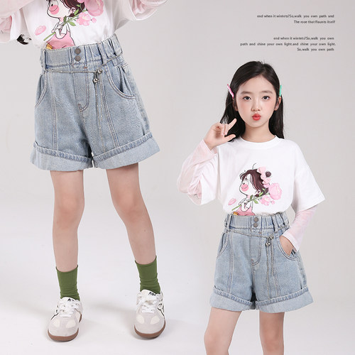 清仓--0769N002女童洋气牛仔短裤2026夏季新款儿童休闲软牛仔裤