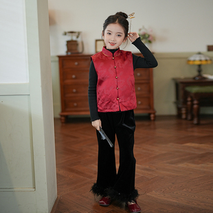 女童国风马甲拜年服唐装上衣2025秋冬新款儿童复古新中式童装衣服