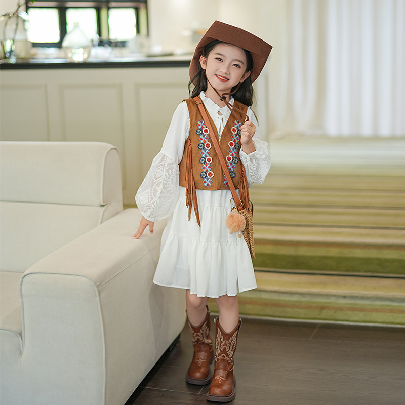 2026秋季新款波西米亚拍照衣服女童公主连衣裙女宝宝秋装套装裙子