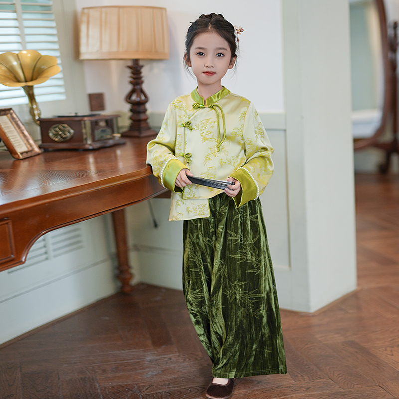 儿童新中式套装女童国风童装秋装2025新款古风汉服女孩中秋演出服