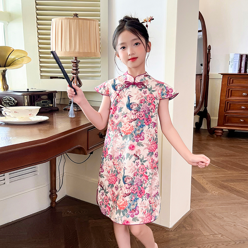 清仓--53763女童旗袍夏季2025国风儿童薄款裙子新中式连衣裙