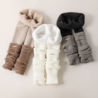 LS0442毛线中筒堆堆袜拼接打底裤秋冬女童针织加厚保暖堆叠腿裤袜