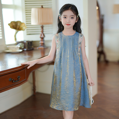 80739女童无袖连衣裙2026夏季新款小众设计感洋气中大童背心裙子