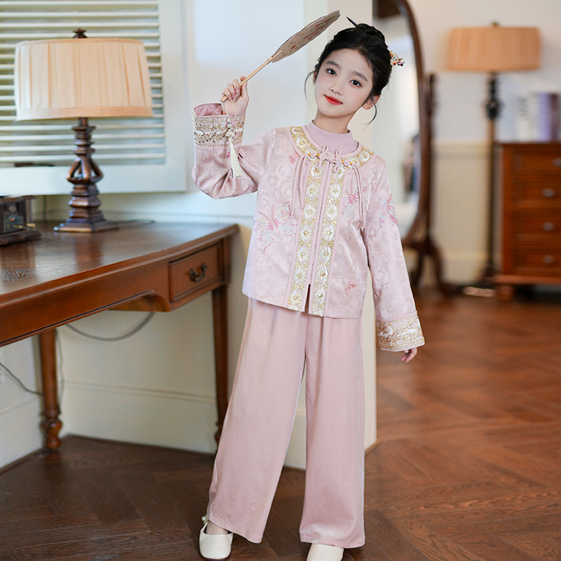 儿童汉服女童套装国风新中式唐装2025秋季新款中大童国学服古装