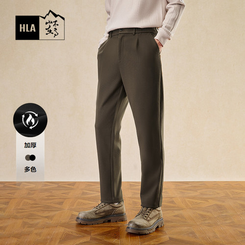 海澜之家松紧腰窄脚绣花休闲裤男