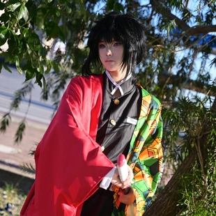 鬼灭之刃富冈义勇cos服富冈义勇cos富冈义勇假发富冈义勇日轮刀