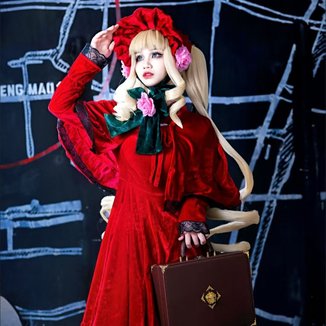 蔷薇少女cos服 真红cos服女装礼服洋装 真红cos服真红cos真红假发