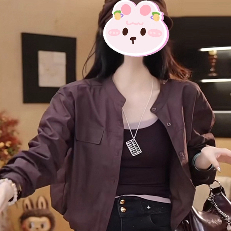 大码2025年秋冬新款减龄短款褶皱设计感时髦长袖百搭休闲衬衫外套