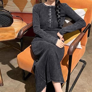 显瘦包臀长裙 修身 轻熟简约风黑色连衣裙女2025早秋新款 今年流行款