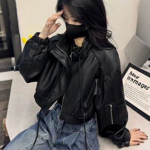 百搭短款 时尚 皮衣外套宽松显瘦休闲潮流复古上衣女 新款 2025年春季