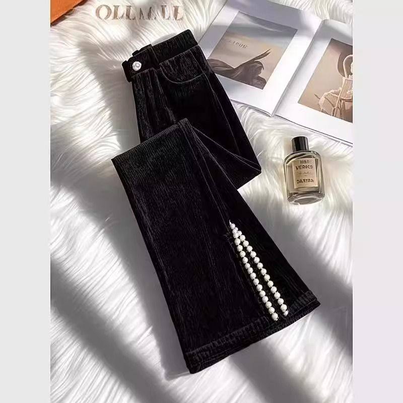 今年流行2025新款爆款小个子独特别致黑色侧开叉灯芯绒微喇裤女冬,女装/女士精品,休闲裤,淘宝优惠券,粉丝福利购,淘宝优惠卷