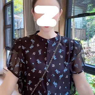 独特别致高级感衬衣上衣 法式 宽松简约气质圆领短袖 衬衫 女2025夏季