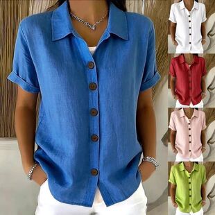 New women summer casual shirt ladies short sleeve blouse