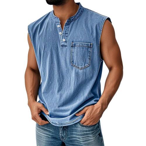 New men fashion sleeveless T shirt youth casual casual tops