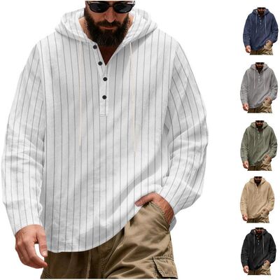 Men fashion long sleeve stripe blouse man casual hooded tops