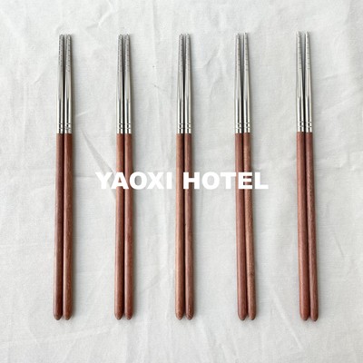 【胡桃实木】304ins风不锈钢筷子