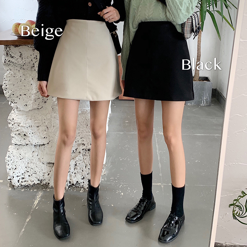 Real auction real price autumn and winter Korean woollen cloth A-line high waist versatile short skirt Hong Kong Style Skirt