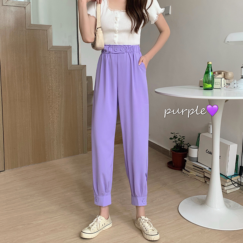 Real photo, real price, Korean version, high waist, thin, legged casual pants