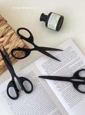 好用高级纯黑色剪刀手工家用半圆手柄不锈钢办公文具剪纸剪线头