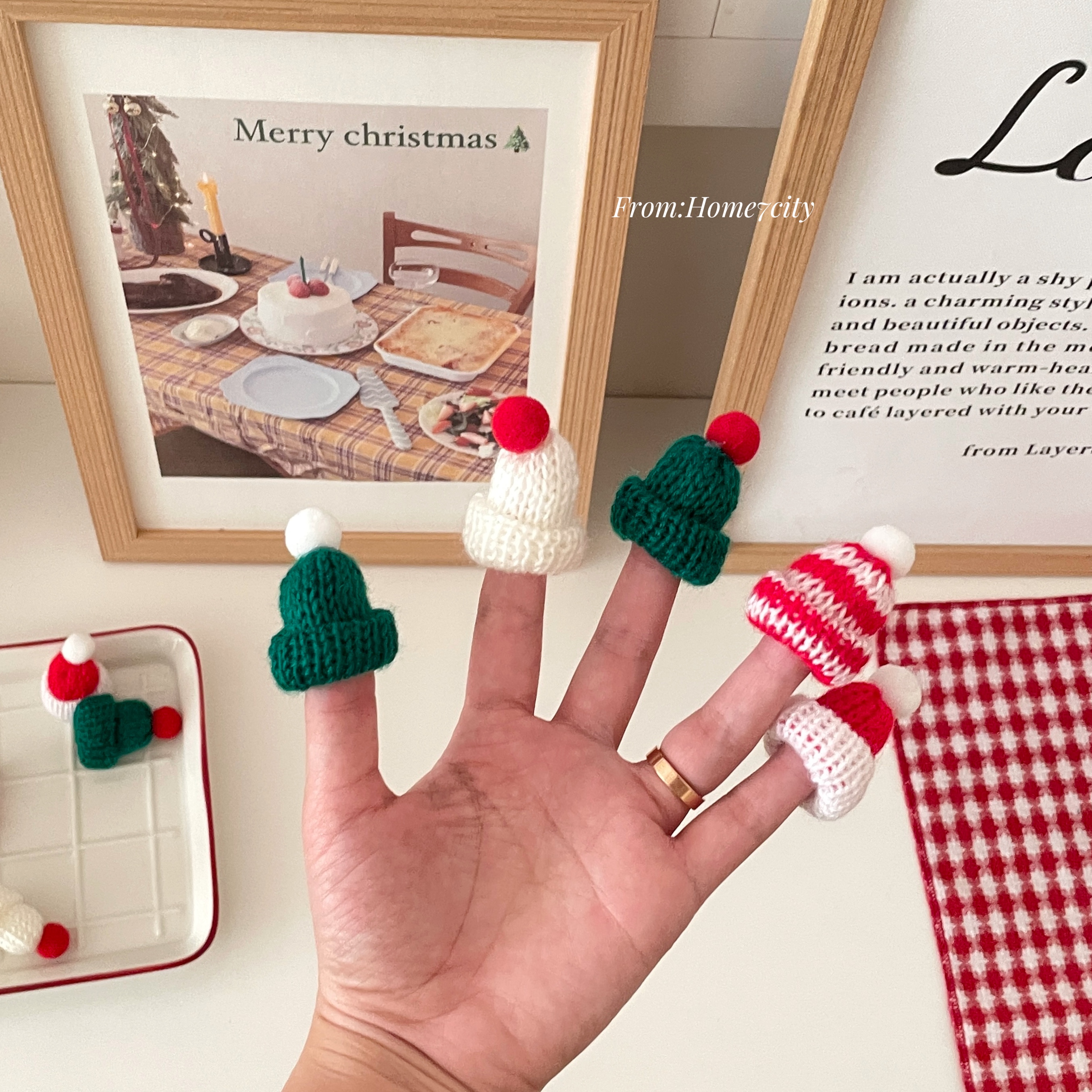 针织圣诞迷你帽子酒瓶瓶盖装饰