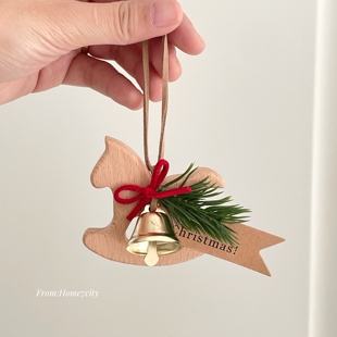 新年木制旋转木马挂饰家居门把手挂件氛围感装饰送人小礼物可爱