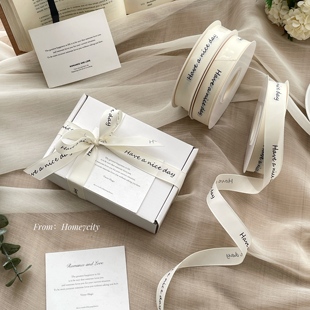 day英文布艺丝带礼物包装 nice 绑带烘焙蛋糕打包带花艺绳 Have