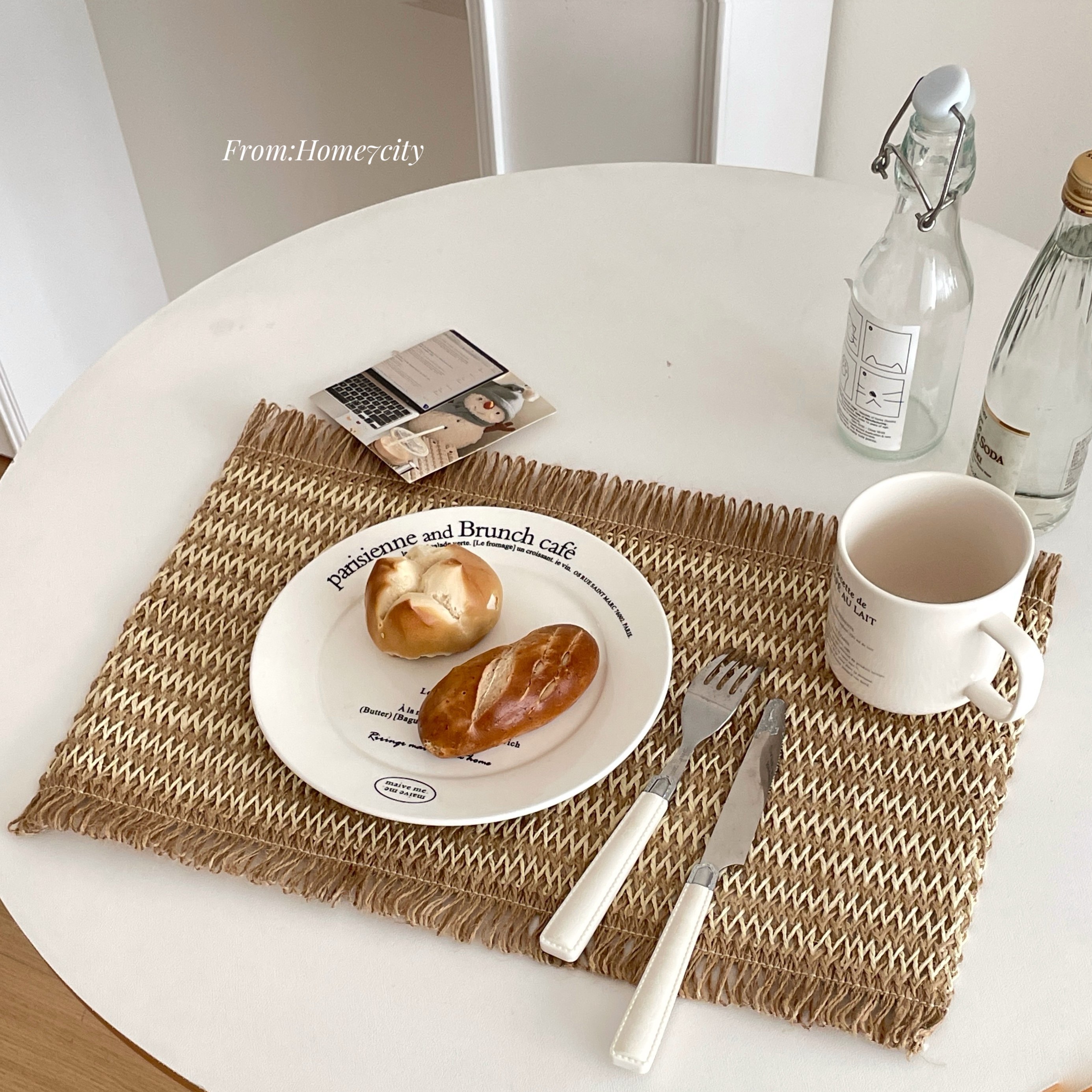 ins编织丝麻餐垫拼色高级感桌面隔热桌垫拍照道具桌面布艺垫子,居家布艺,餐垫,淘宝优惠券,粉丝福利购,淘宝优惠卷