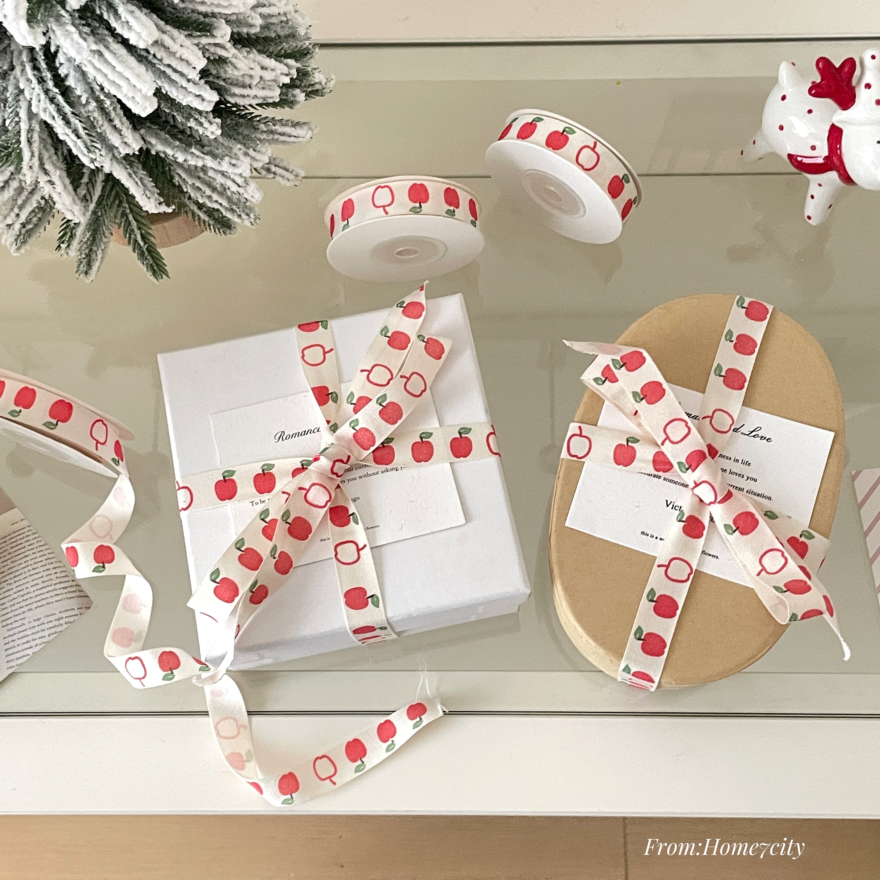 创意苹果图案棉带礼物包装丝带