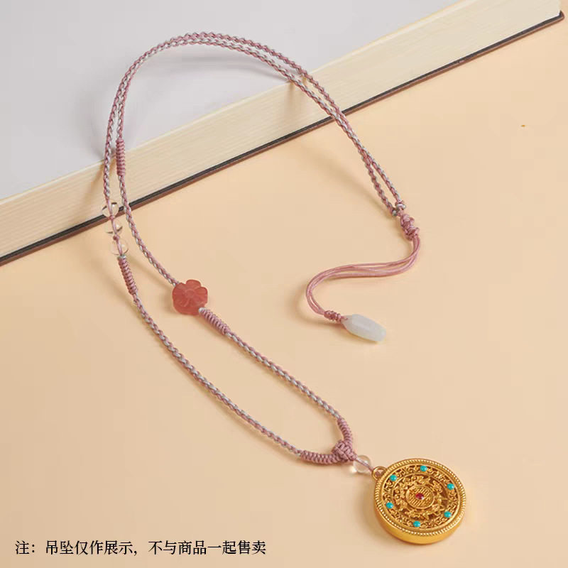 天然白水晶吊坠绳南红翡翠轻奢百搭项链绳玉佩黄金挂件绳轻