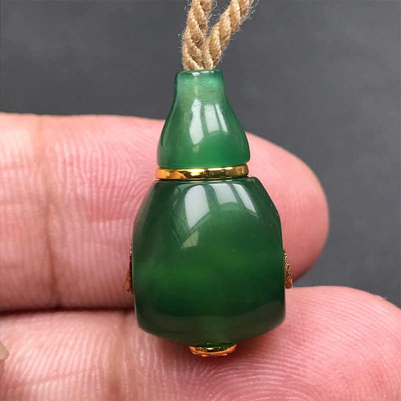 12MM天然绿玛瑙三通DIY文玩108星月椰蒂手串配饰配件佛头佛塔配珠