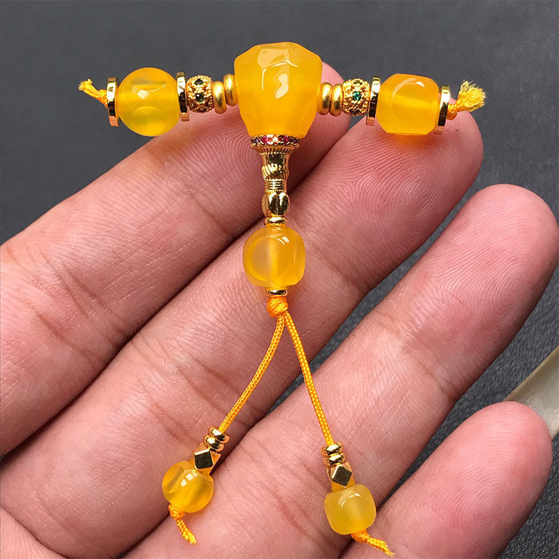 天然黄玛瑙玉髓万能轴顶腰珠套装隔珠三通套装星月菩提金刚108珠