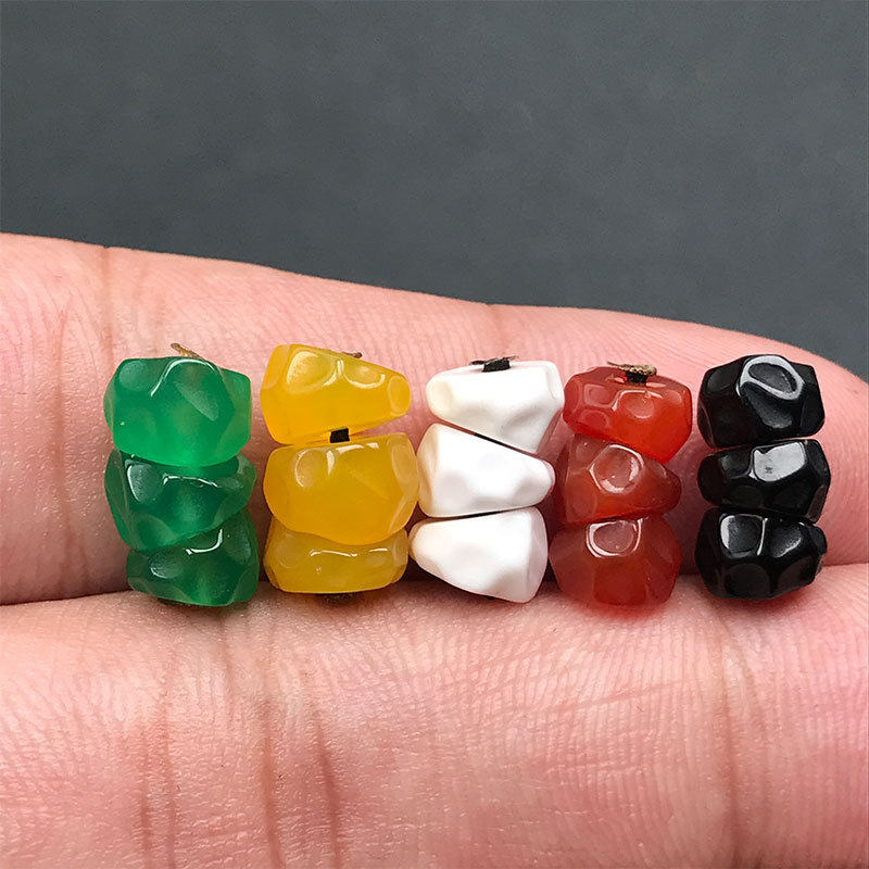 天然玛瑙无相猪大肠单珠配饰红绿灯斜切老型大肠diy文玩散珠配件