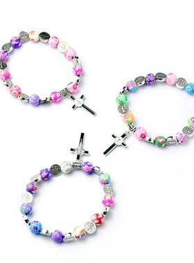 十字架软陶弹力手链33