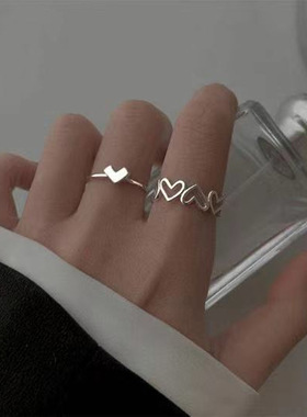 镂空爱心戒指女开口ins时尚