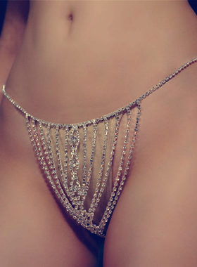 欧美性感身体链流苏闪钻腰链时尚夜店比基尼腰链配饰body chain