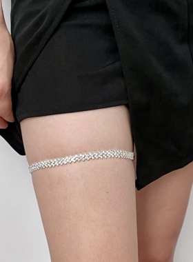复古民族风满钻菱形腿链 夏季欧美闪亮性感身体链配饰女leg chain