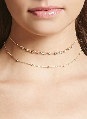 欧美水钻串珠项圈锁骨链