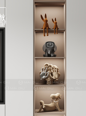 高级感创意卡通动物植绒摆件儿童房高档电视柜小众家居装饰品摆设