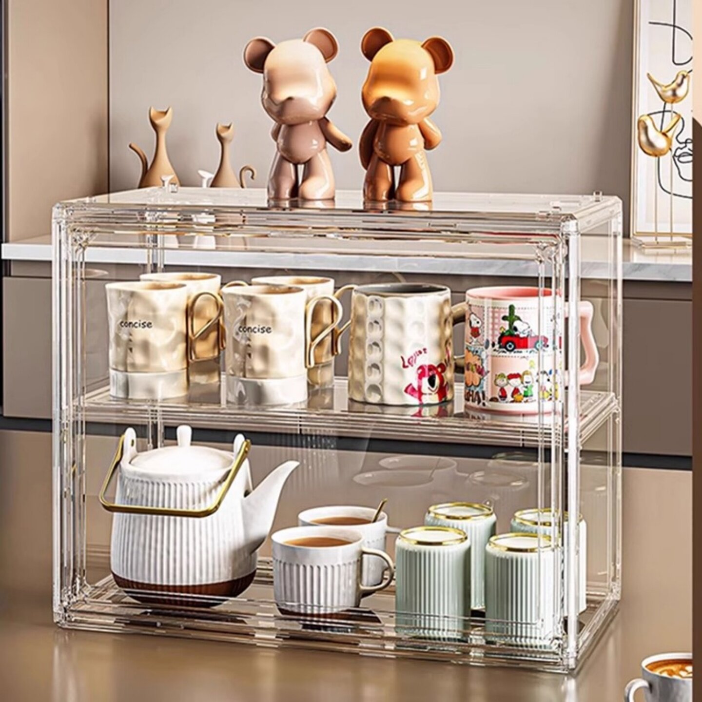 轻奢感水杯杯架防尘家用马克杯高级杯子茶杯置物架子咖啡杯收纳盒