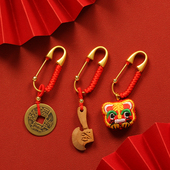 3.8厘米4.3厘米小号沙金别针 孕妇宝宝桃木铜钱狗牙婴儿红