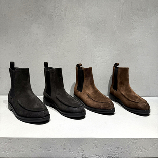 先峰名典马丁靴女欧洲站2025年秋季 欧货磨砂皮平底切尔西短靴 新款