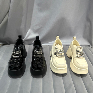 欧洲站乐魔女鞋 2025年秋季 新款 欧货真皮英伦风厚底休闲系带单鞋